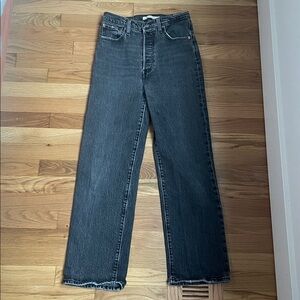 Levi's Black Ribcage Straight Ankle Jeans